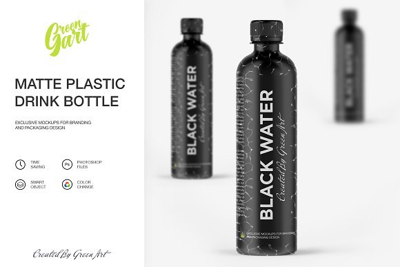 Matte Black Print Plastic Drink Bottle