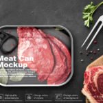 Free Meat Can Mockup PSD Template