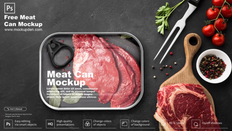 Free Meat Can Mockup PSD Template