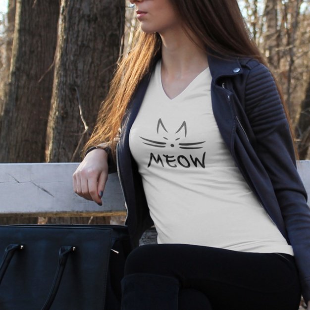 Meow Printed T-shirt with jacket PSD Format