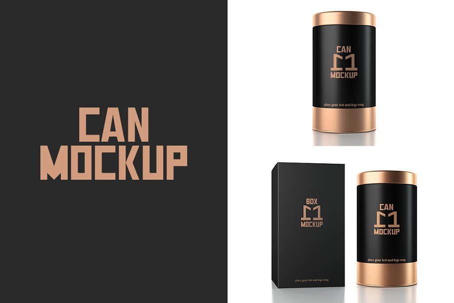 Metal Can Box Packaging PSD Mockup