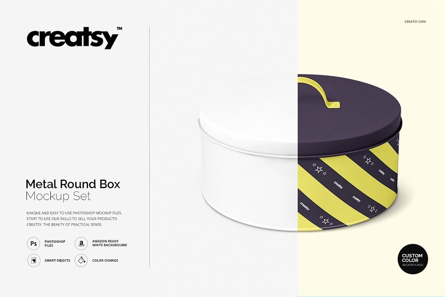 Metal Round Box Mockup Set