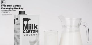 Free Milk Carton Packaging Mockup PSD Template