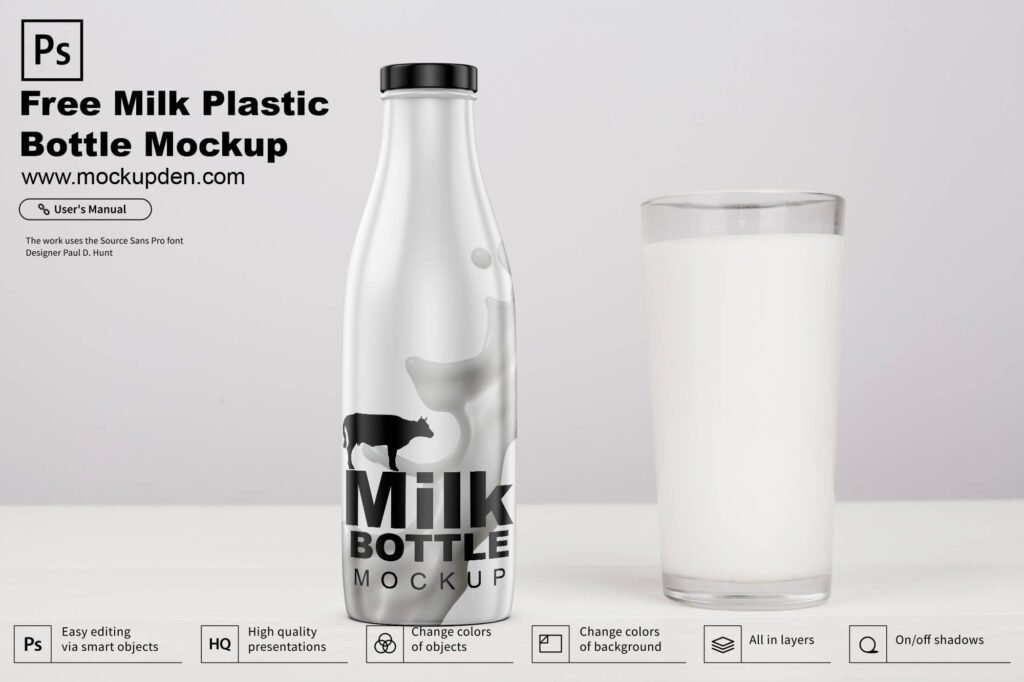 Download Free Milk Plastic Bottle Mockup Psd Template Mockup Den