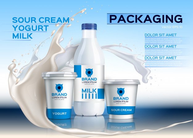 Milk bottles mock up realistic Premium Vector