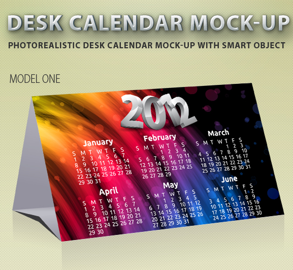 Multi color Print Desk Calendar Mockup