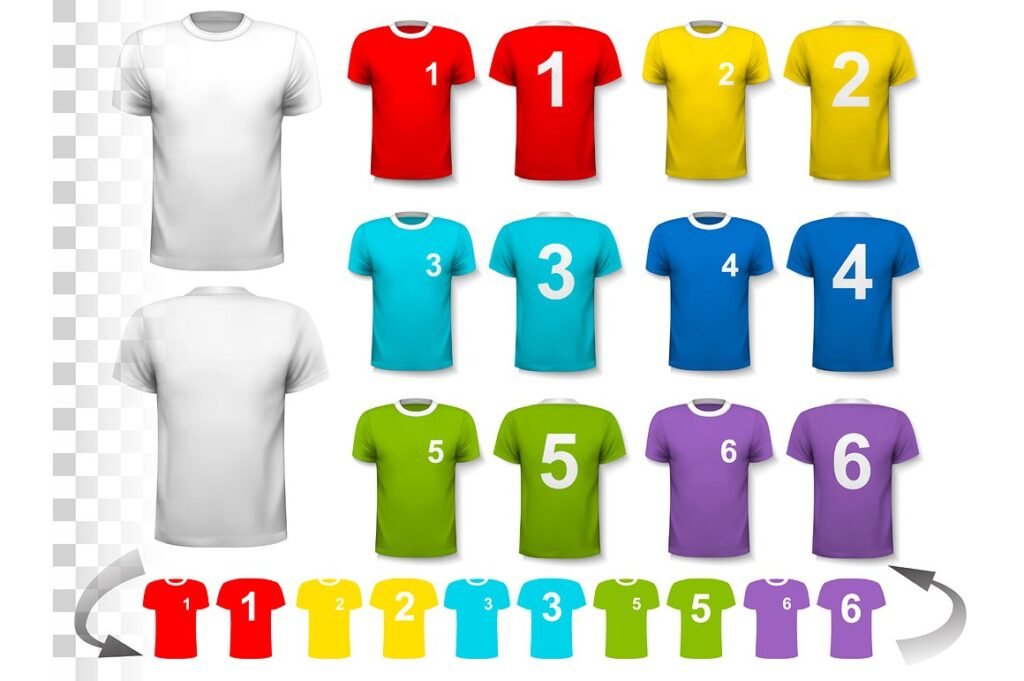 Multiple Color T-Shirt Illustration With Number Printed On It