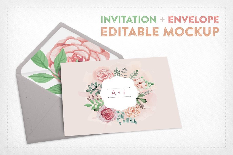 Multiple Floral Print Gift Card On Envelope Mockup PSD Template