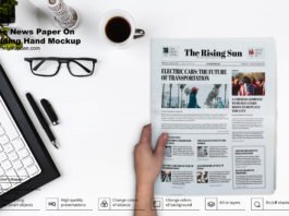 Free Hand Holding Newspaper Mockup PSD Template
