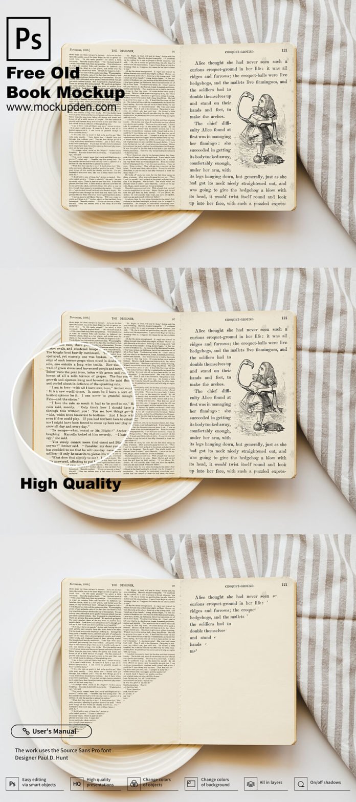 Free Vintage Old Book Mockup PSD Template - Mockup Den