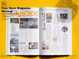 Free Open Magazine Mockup PSD Template