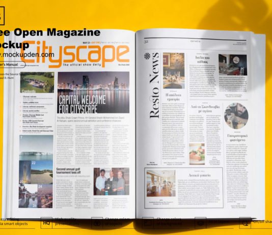 Free Open Magazine Mockup PSD Template