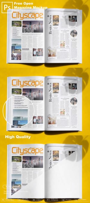 Free Open Magazine Mockup PSD Template - Mockup Den