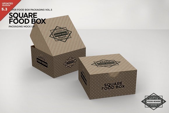 Open Square Food Box PSD