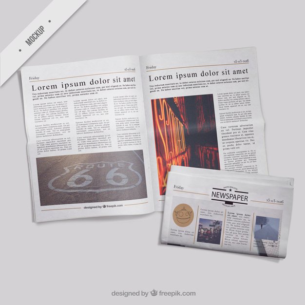Opened and Folded Newspaper PSD