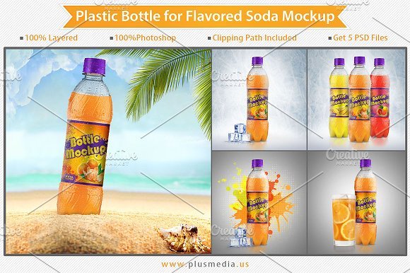 Orange Color Cold Drink Plastic Bottle Mockup