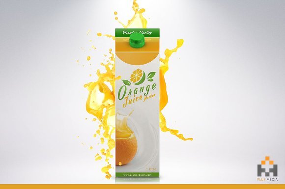 Orange Juice Carton Bottle Mockup