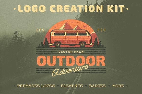 Outdoor Adventure Logo Creation Kit Vector