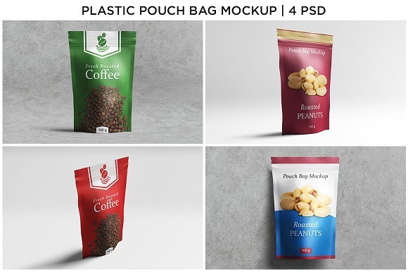 Pack of 4 PSD Doypack Designs (Customizable)