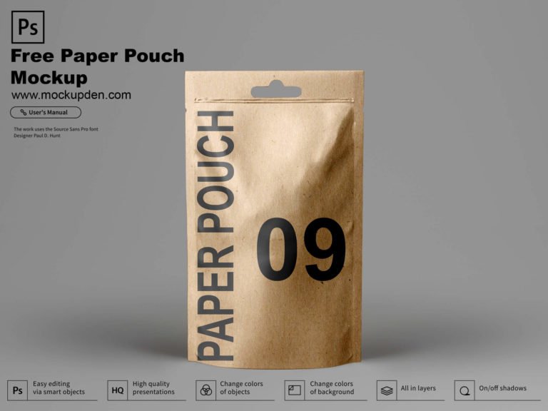 Free Paper Pouch Mockup PSD Template
