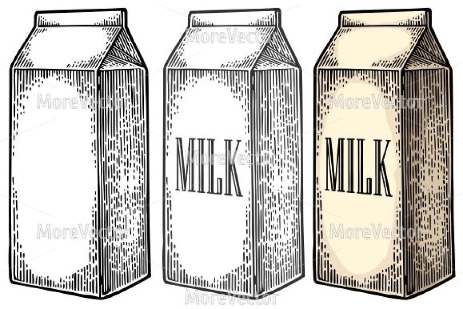 Pencil Sketch Of A Milk Carton Design Image In Vector Format