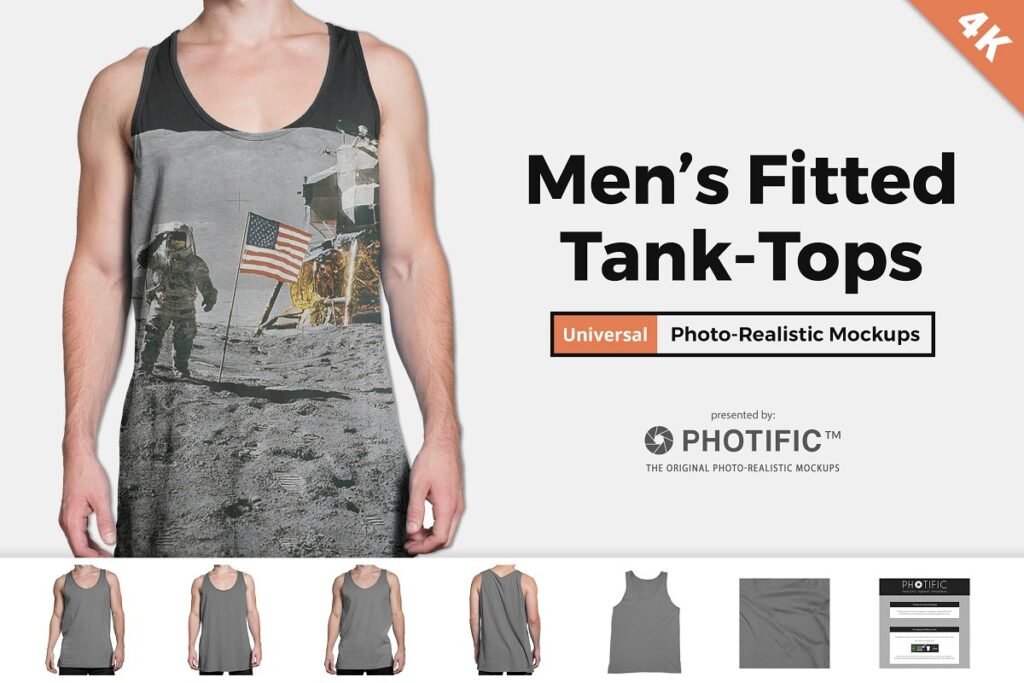 Photorealistic Men's Fitted Tank Top Mockup