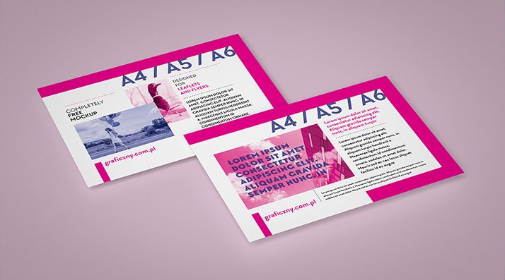 Pink Color A4/A5/A6 Size Realistic Flyer Illustration