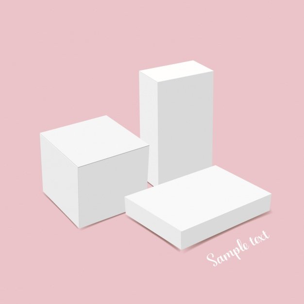 Pink Color Three Box Mockup Illustration