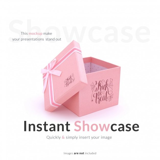 Pink Open 3D Gift Box Mockup