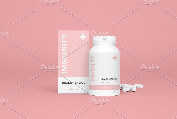 Pink Shade Medicine Bottle Mockup