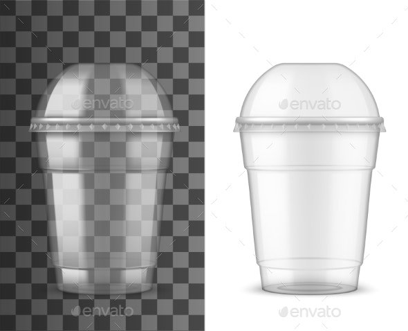 Plastic Cup and Dome Lid, Package Realistic Mockup