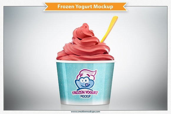Plastic Cup containing frozen yogurt PSD Mockup