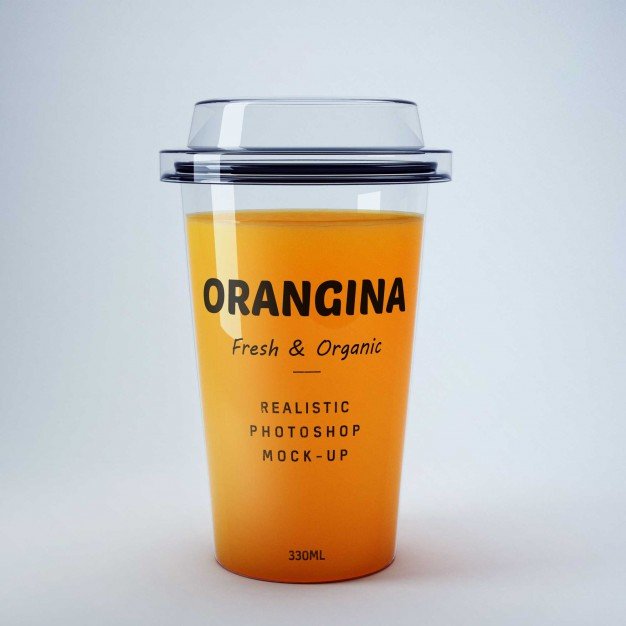 Plastic Juice Glass Mockup