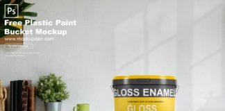 Free Plastic Paint Bucket Mockup PSD Template