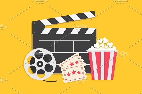 Popcorn, Clapper Board, and Movie Reel AI 