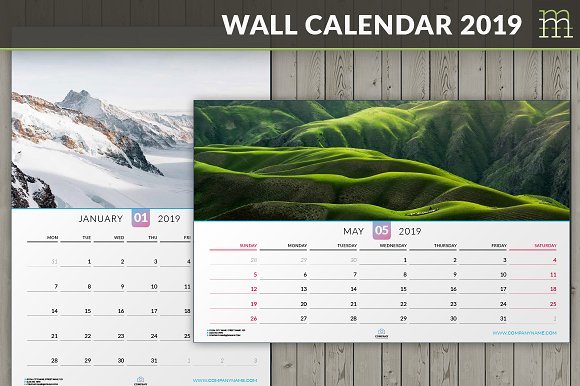 Printed Wall Calendar Mockup