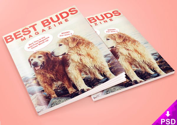 Puppy Print Cover Magazine Mockup