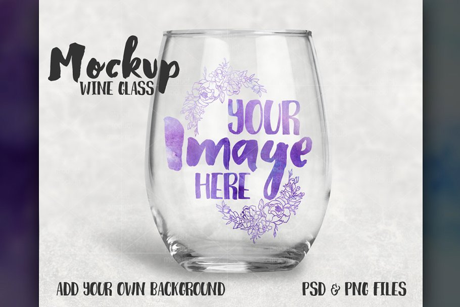 Purple Color Wine Glass design template Set