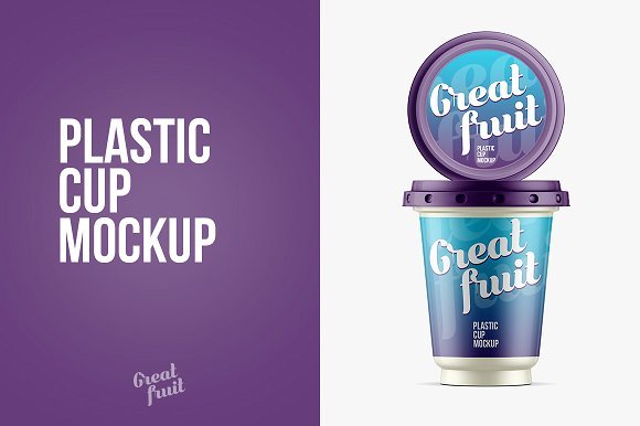 Purple Plastic Cup for Yogurt PSD Template