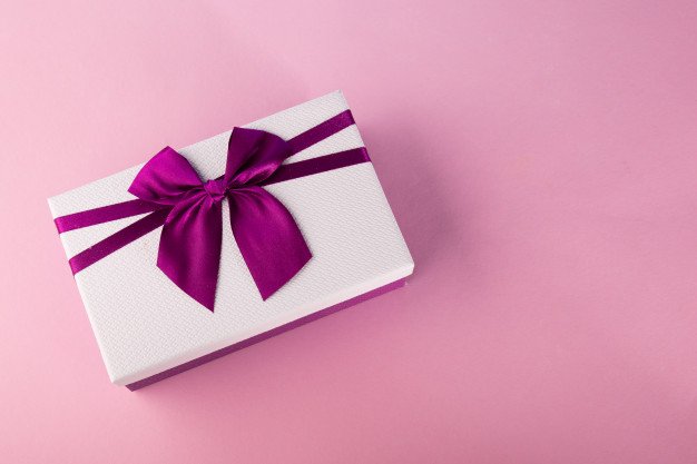 Purple Ribbon Wrapped along Gift Box Design template