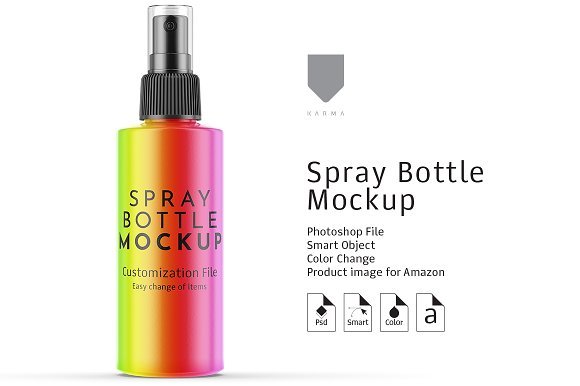 Rainbow Paint Spray Bottle Design Mockup