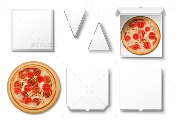 Realistic Blank White Pizza Cardboard Box Mockup