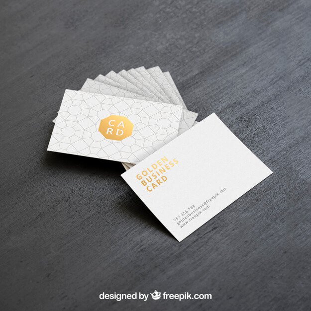 Realistic Free Golden Business Card Mockup