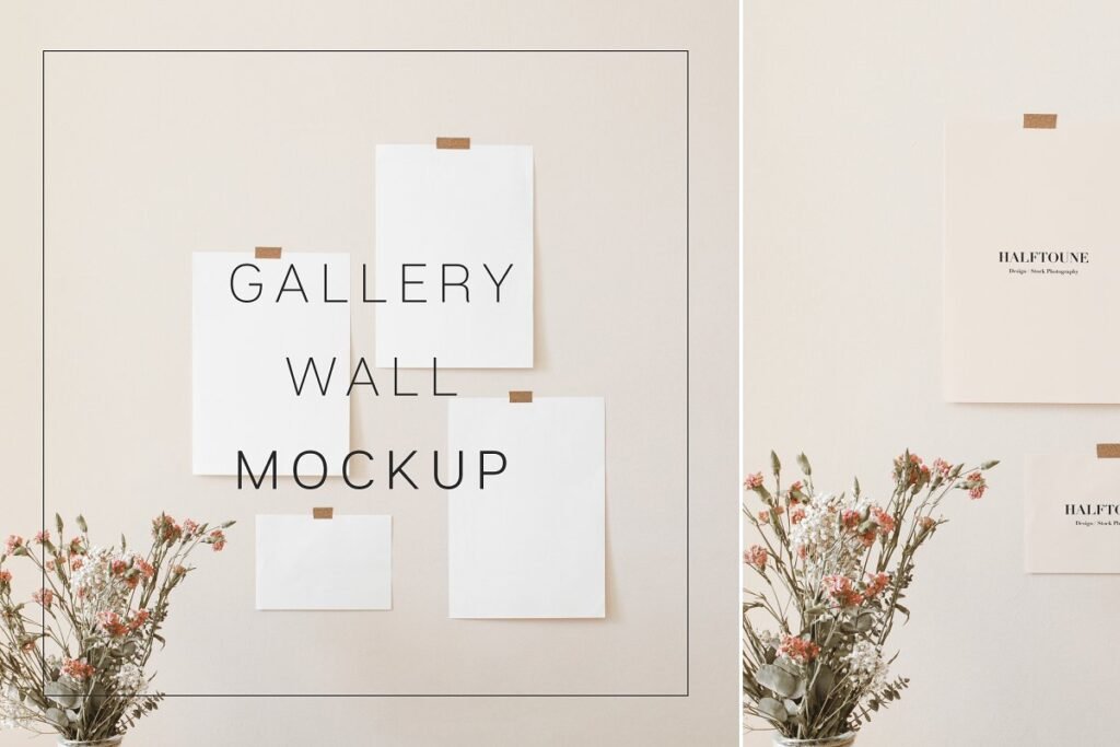 Realistic Gallery Wall Design Mockup