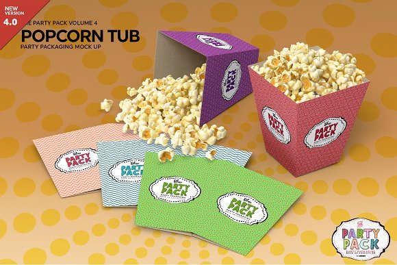 Realistic Popcorn tub PSD Design template