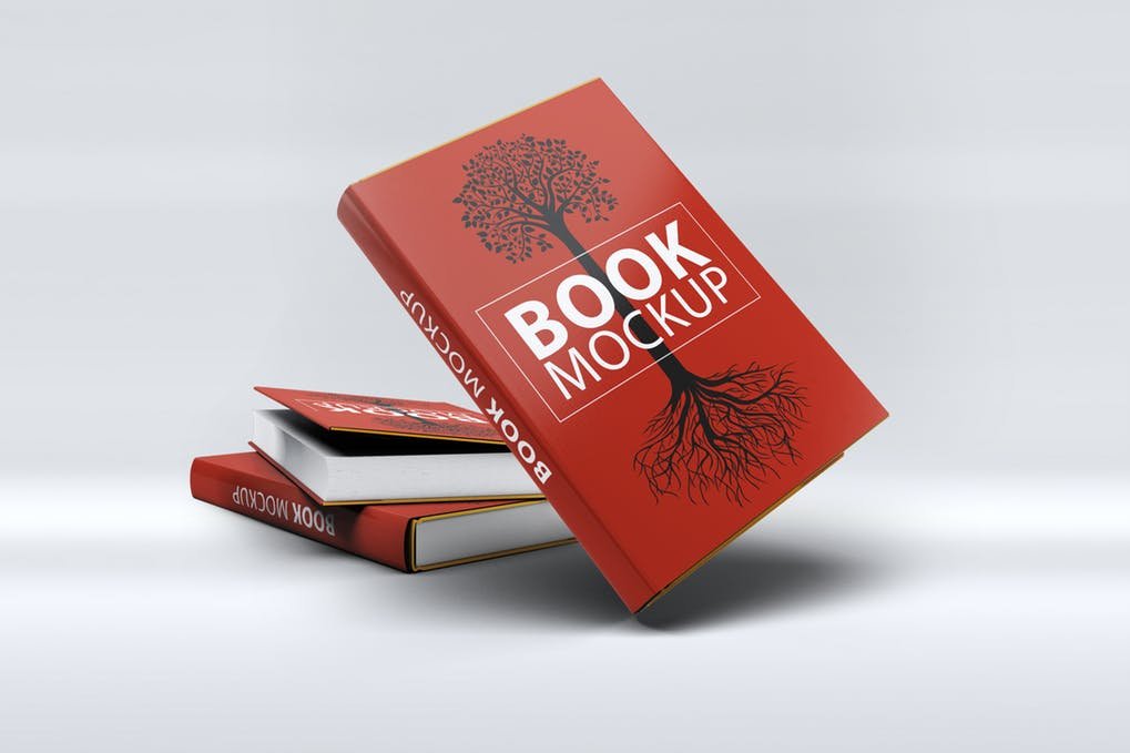 Realistic Red Covered Book Mockup