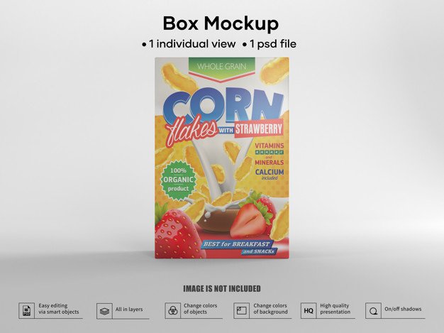 Realistic cereal box packaging mockup Premium Psd