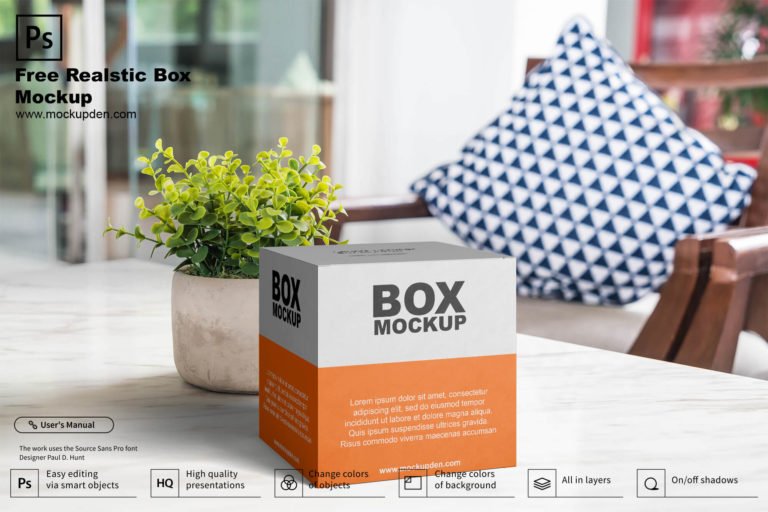 Free Realistic Box Mockup PSD Template
