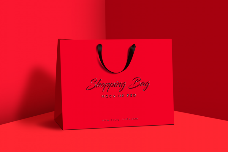 Red Attractive Design Shopping Bag Mockup