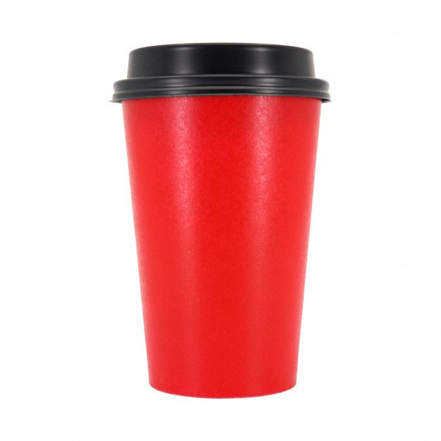 Red Coffee Cup In White Background PSD Template